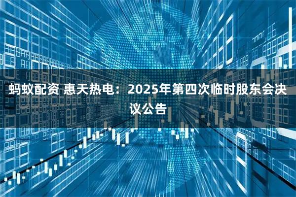 蚂蚁配资 惠天热电：2025年第四次临时股东会决议公告