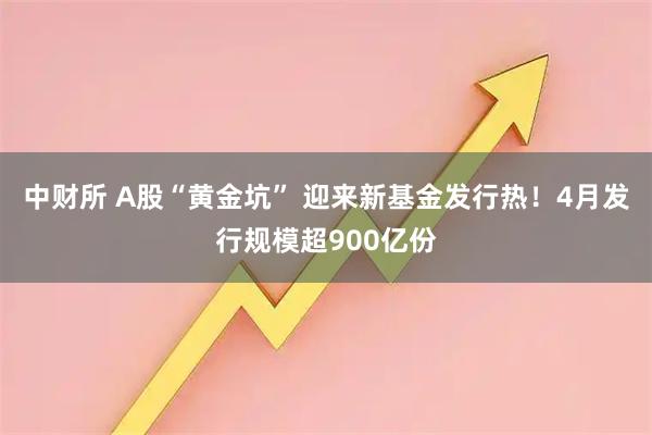 中财所 A股“黄金坑” 迎来新基金发行热！4月发行规模超900亿份